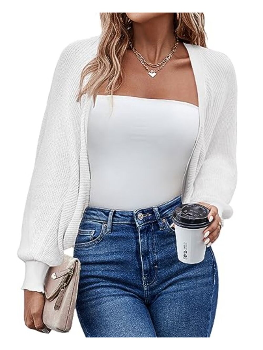 Knitted Batwing Sleeve Shrug Cardigan Bolero Open Front Long Sleeve Casual